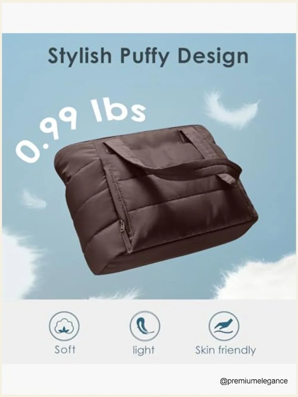 Quilted Puffer Tote with Laptop Compartment, 20L, Water Resistant, Lightweight